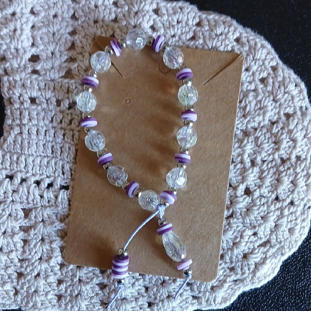 Elegant Purple and Silver Beaded Bracelet